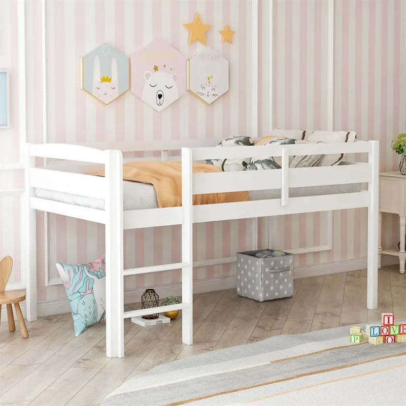 Lit mezzanine bas Merax Twin en bois avec échelle pour enfants