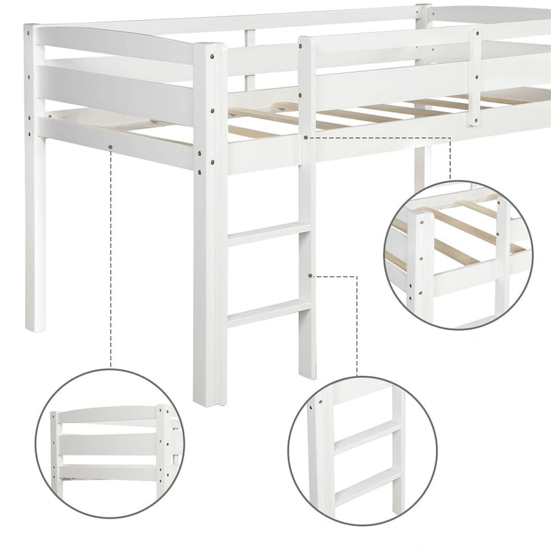 Lit mezzanine bas Merax Twin en bois avec échelle pour enfants