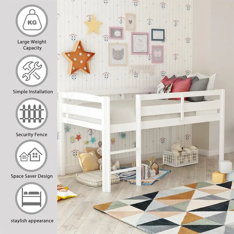 Lit mezzanine bas Merax Twin en bois avec échelle pour enfants