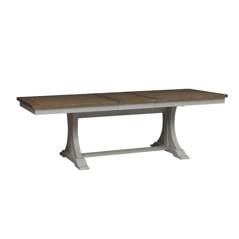 Ensemble de table à tréteaux 7 pièces blanc antique revisité