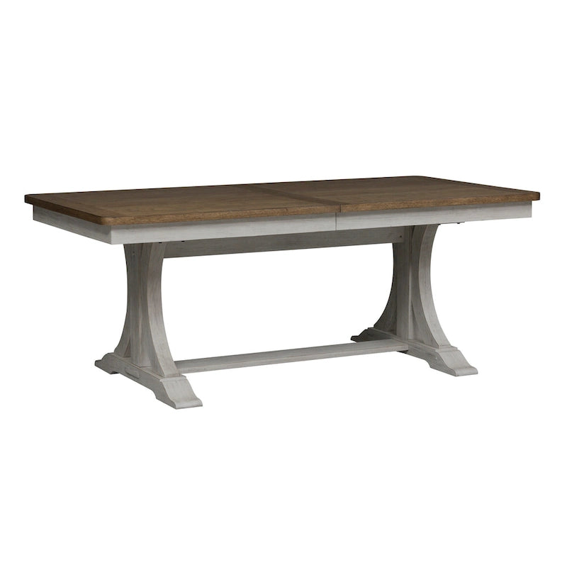 Ensemble de table à tréteaux 7 pièces blanc antique revisité