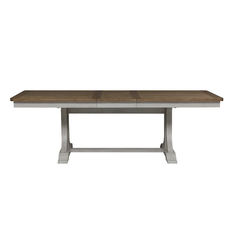 Ensemble de table à tréteaux 7 pièces blanc antique revisité
