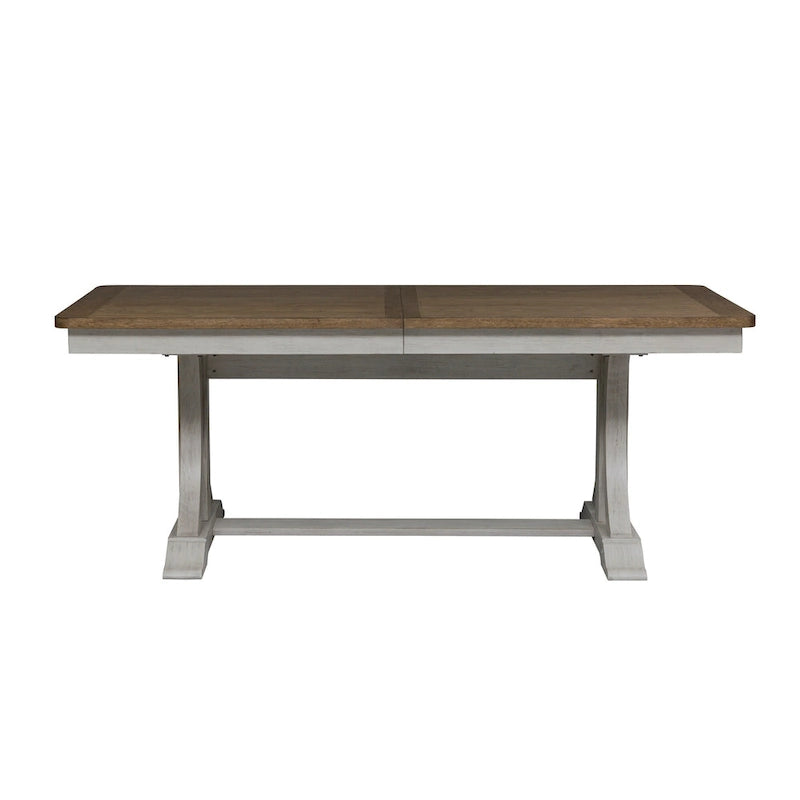 Ensemble de table à tréteaux 7 pièces blanc antique revisité