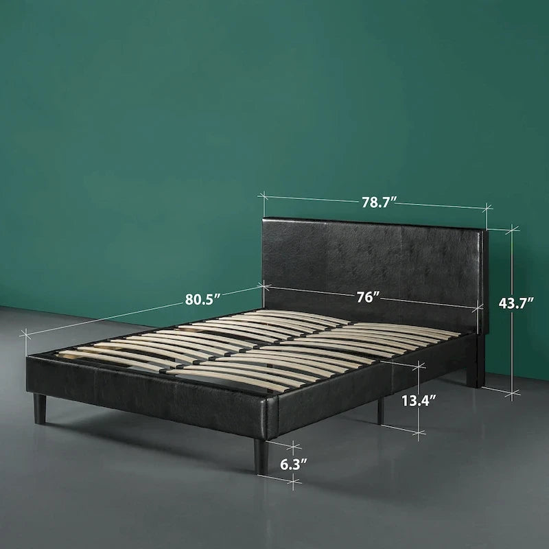 Lit plateforme Priage by Zinus, format king, recouvert de similicuir