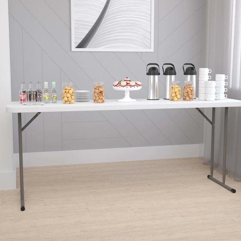 Table de formation pliante rectangulaire en plastique blanc granit de 1,80 m