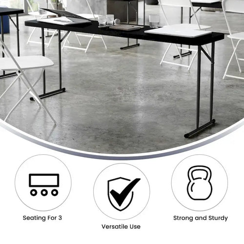 Table de formation pliante rectangulaire en plastique blanc granit de 1,80 m
