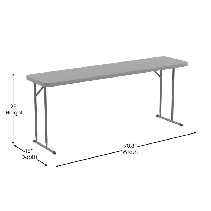 Table de formation pliante rectangulaire en plastique blanc granit de 1,80 m