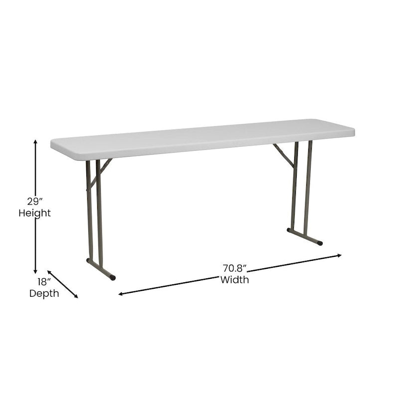 Table de formation pliante rectangulaire en plastique blanc granit de 1,80 m
