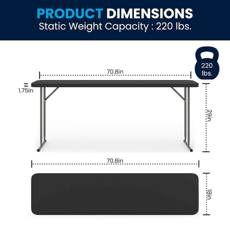Table de formation pliante rectangulaire en plastique blanc granit de 1,80 m