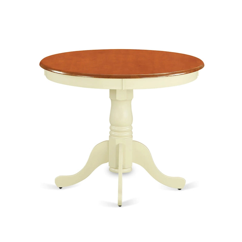 Ensemble de salle à manger moderne 5 pièces East West Furniture comprenant une table ronde et 4 chaises, coloris babeurre et cerisier