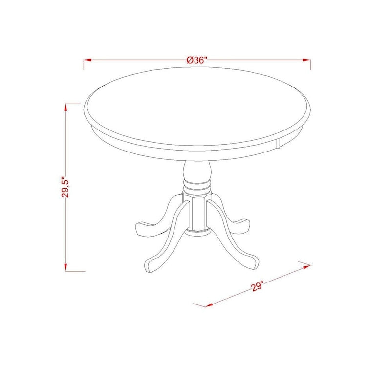 Ensemble de salle à manger moderne 5 pièces East West Furniture comprenant une table ronde et 4 chaises, coloris babeurre et cerisier