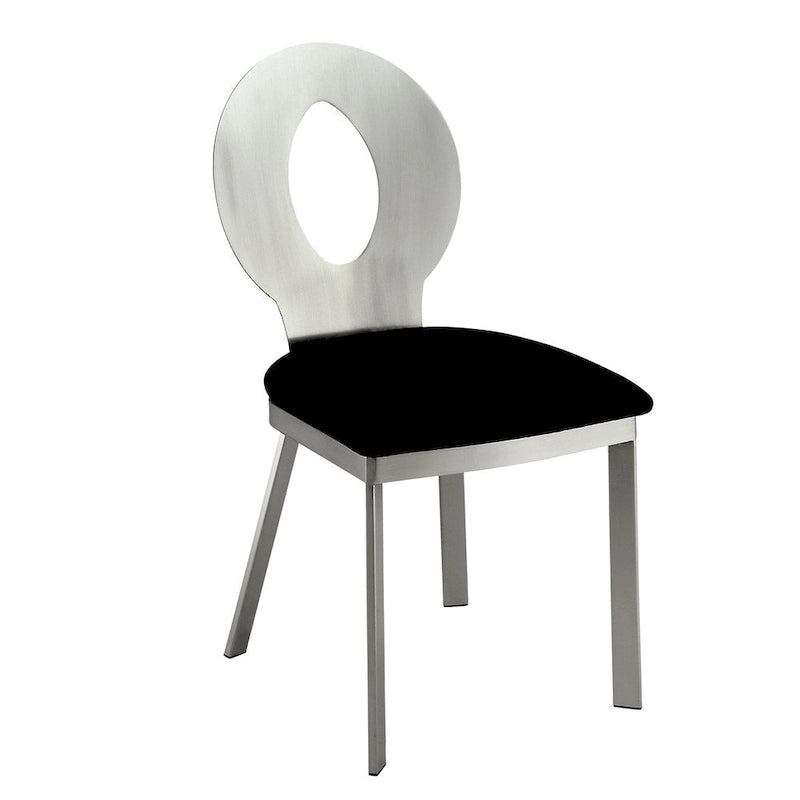 Ensemble de salle à manger rond 5 pièces Zaia en acier argenté contemporain de Furniture of America