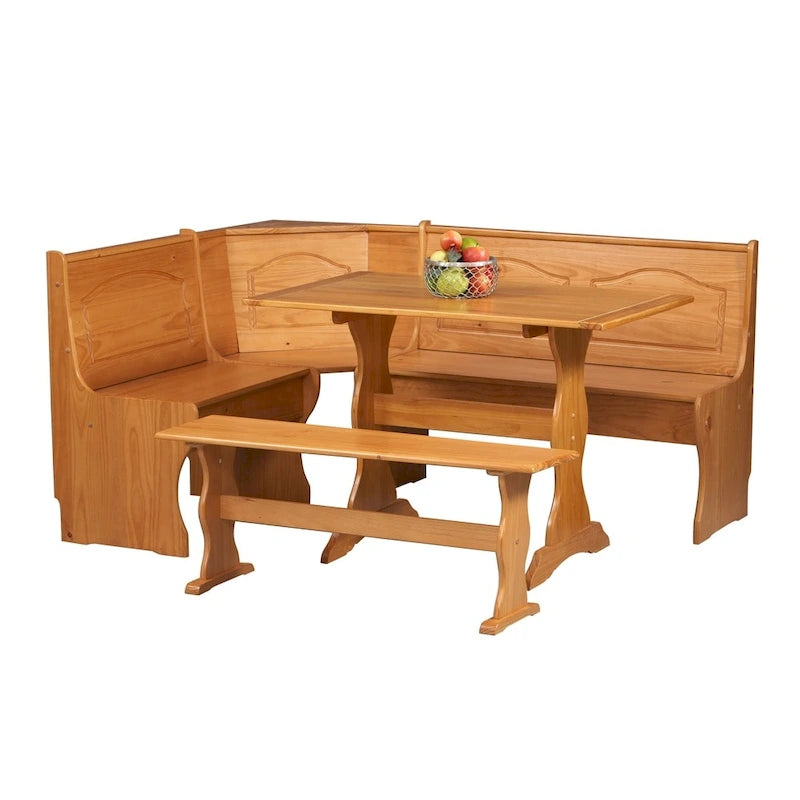 Ensemble de salle à manger 3 pièces Linon Riki Honey Pine pour coin repas