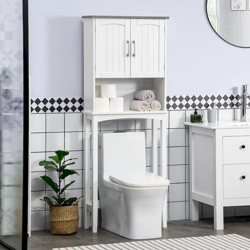 Meuble de rangement moderne Kleankin à double porte pour toilettes, organisateur de salle de bain