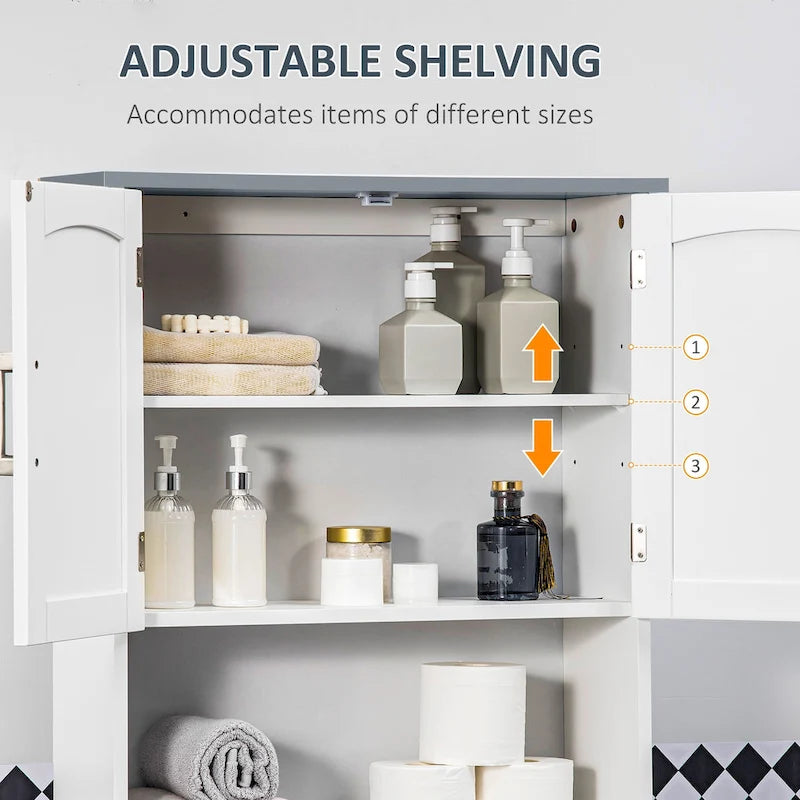 Meuble de rangement moderne Kleankin à double porte pour toilettes, organisateur de salle de bain