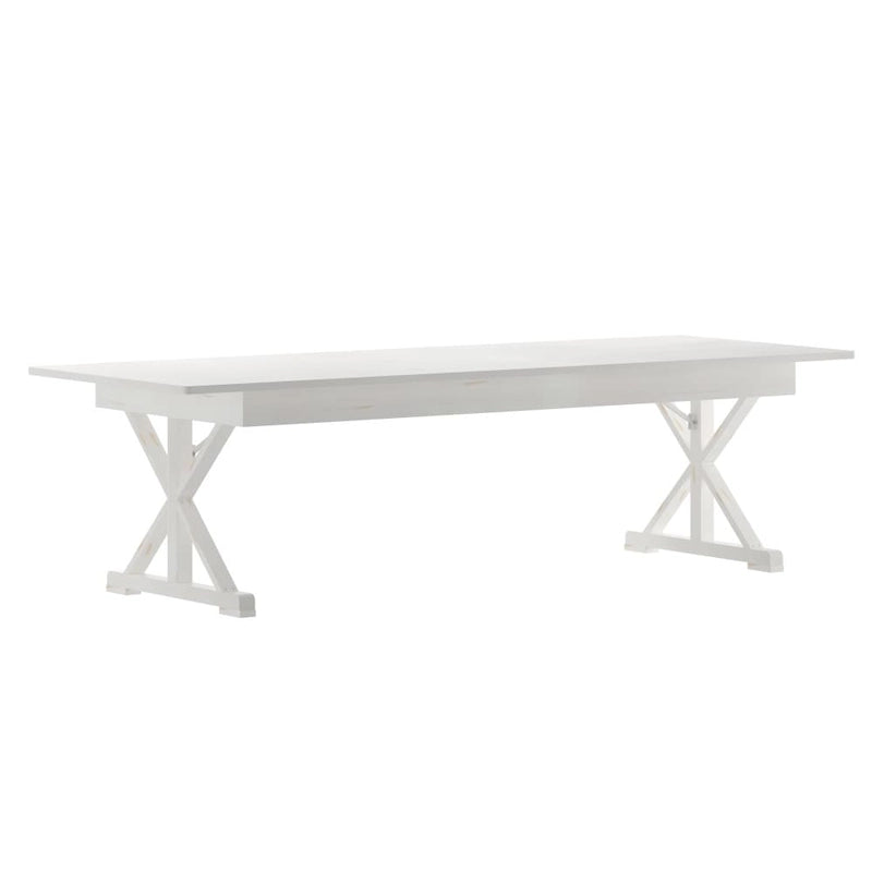 Table de salle à manger de ferme en pin massif avec pieds en X - 2,74 m x 101,6 cm