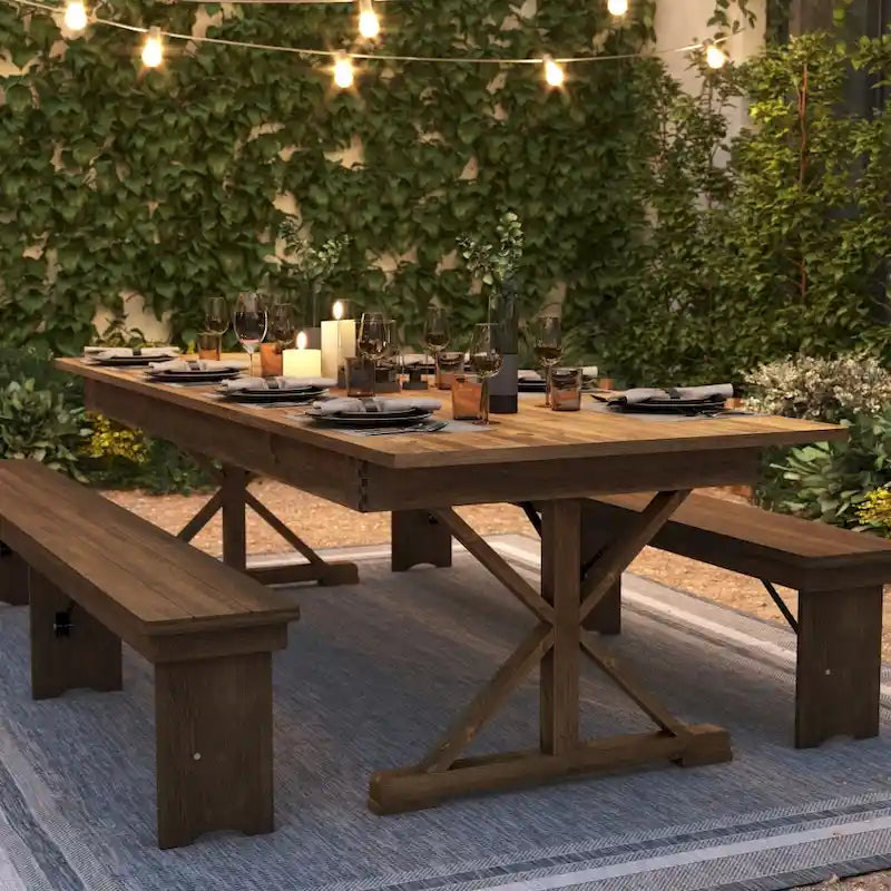 Table de salle à manger de ferme en pin massif avec pieds en X - 2,74 m x 101,6 cm