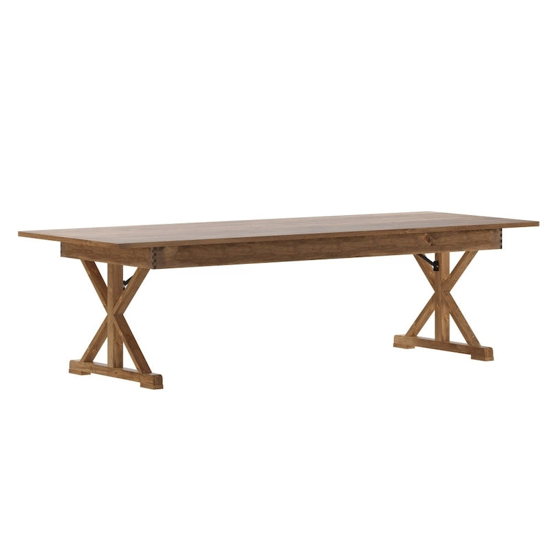Table de salle à manger de ferme en pin massif avec pieds en X - 2,74 m x 101,6 cm
