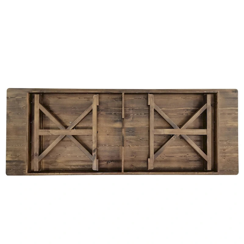 Table de salle à manger de ferme en pin massif avec pieds en X - 2,74 m x 101,6 cm