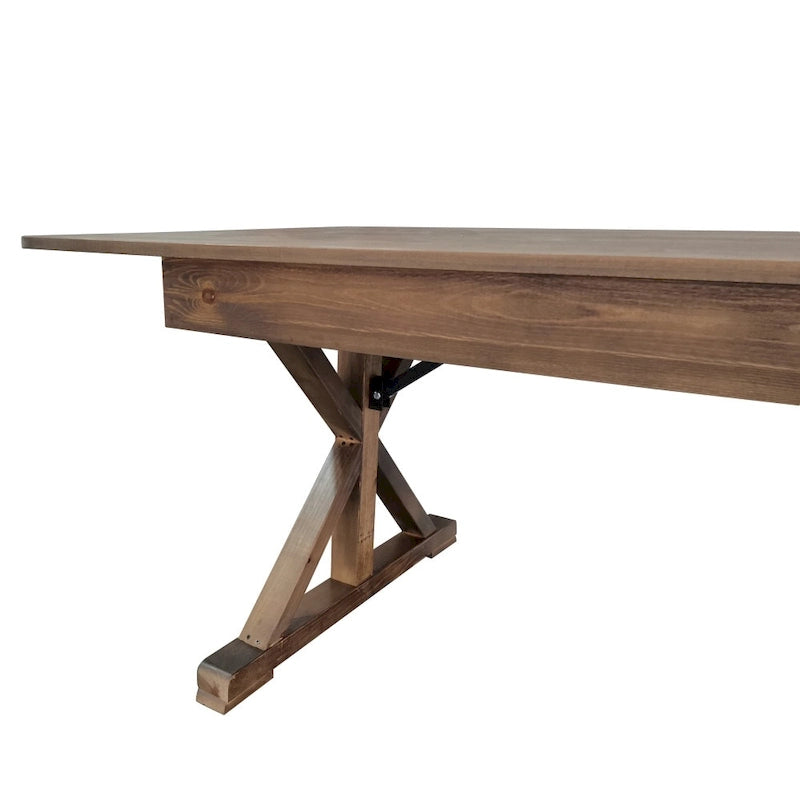 Table de salle à manger de ferme en pin massif avec pieds en X - 2,74 m x 101,6 cm