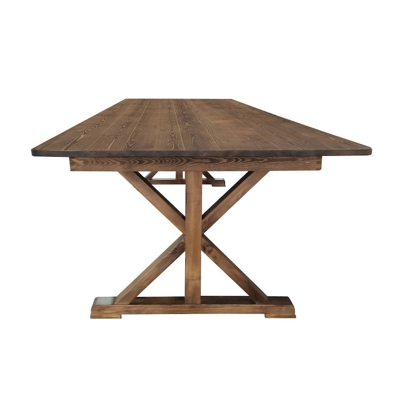 Table de salle à manger de ferme en pin massif avec pieds en X - 2,74 m x 101,6 cm