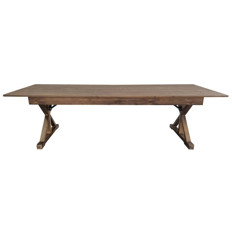 Table de salle à manger de ferme en pin massif avec pieds en X - 2,74 m x 101,6 cm
