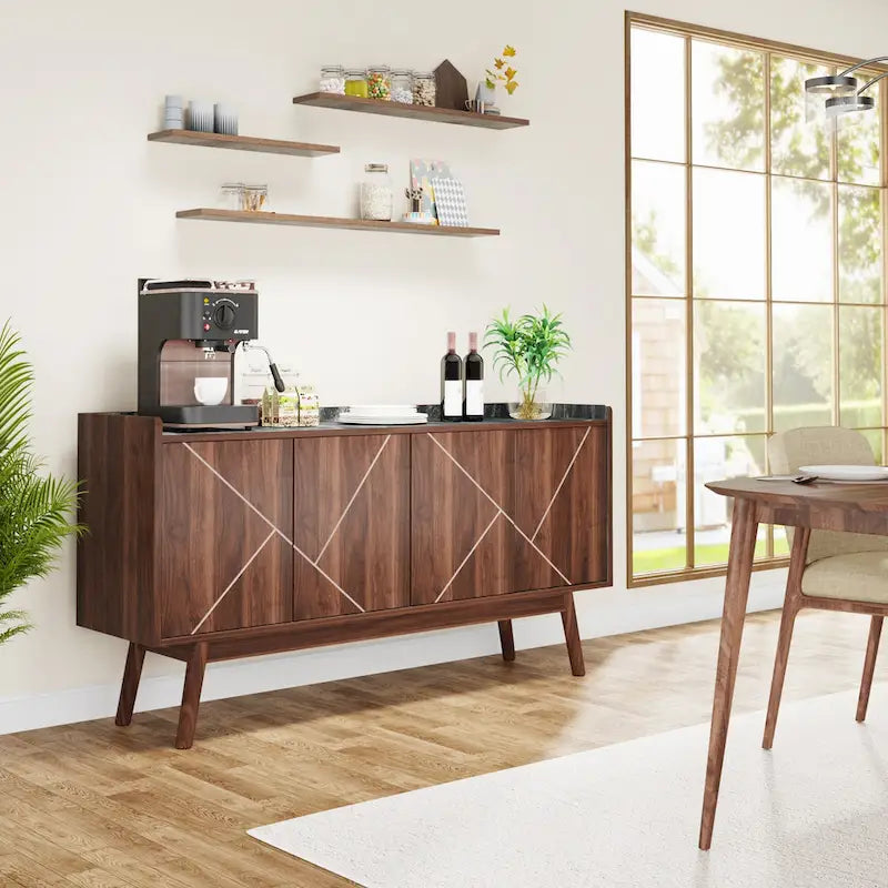 Buffet en bois à 4 portes avec rangement pour cuisine ou salle à manger - Non disponible
