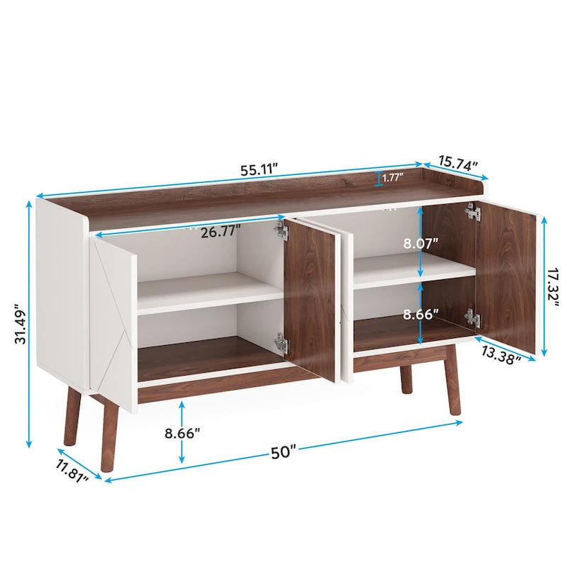 Buffet en bois à 4 portes avec rangement pour cuisine ou salle à manger - Non disponible