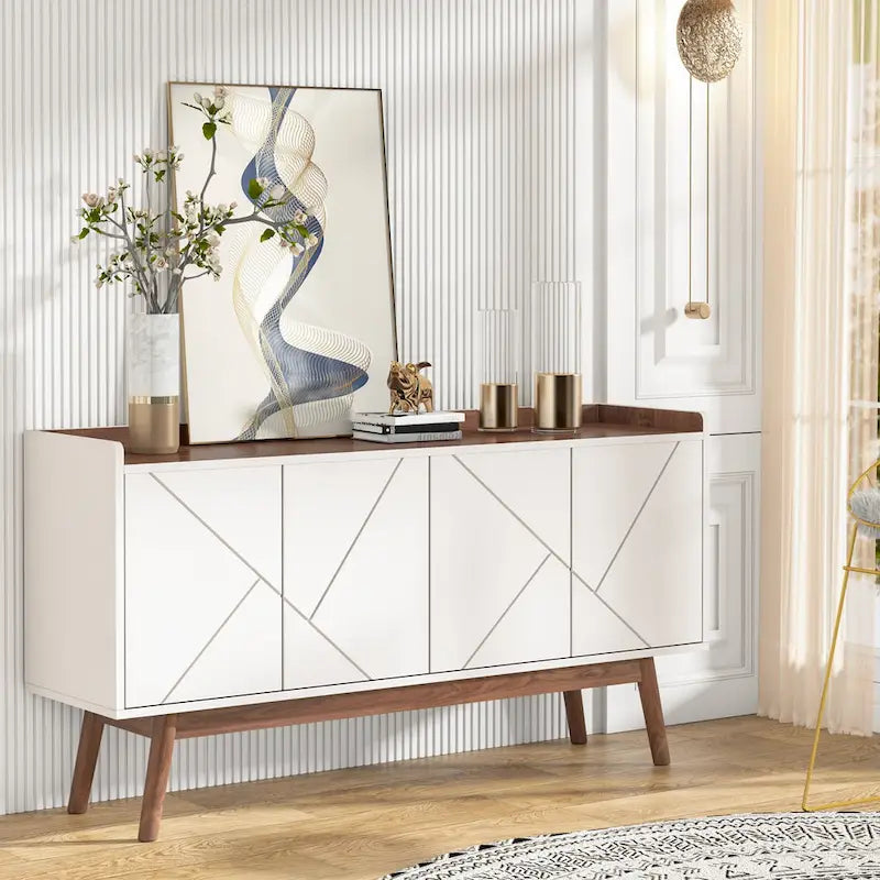 Buffet en bois à 4 portes avec rangement pour cuisine ou salle à manger - Non disponible
