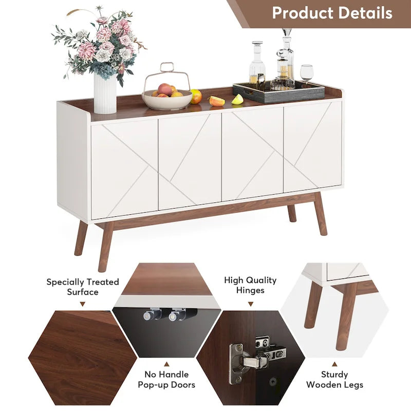 Buffet en bois à 4 portes avec rangement pour cuisine ou salle à manger - Non disponible