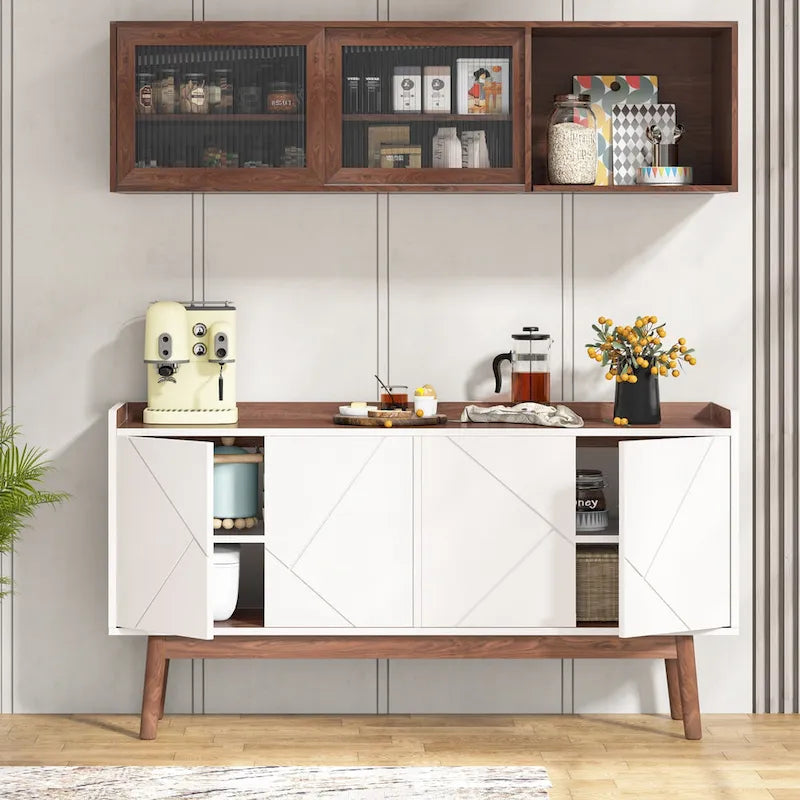 Buffet en bois à 4 portes avec rangement pour cuisine ou salle à manger - Non disponible