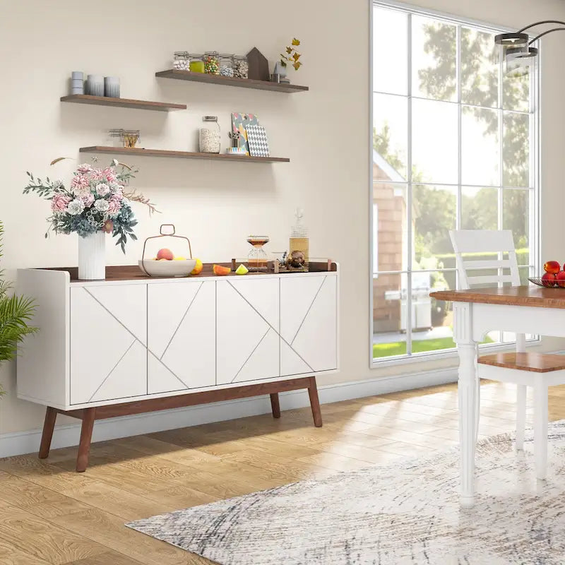 Buffet en bois à 4 portes avec rangement pour cuisine ou salle à manger - Non disponible