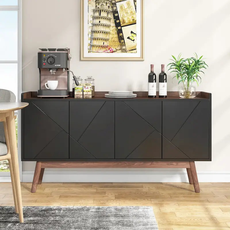 Buffet en bois à 4 portes avec rangement pour cuisine ou salle à manger - Non disponible