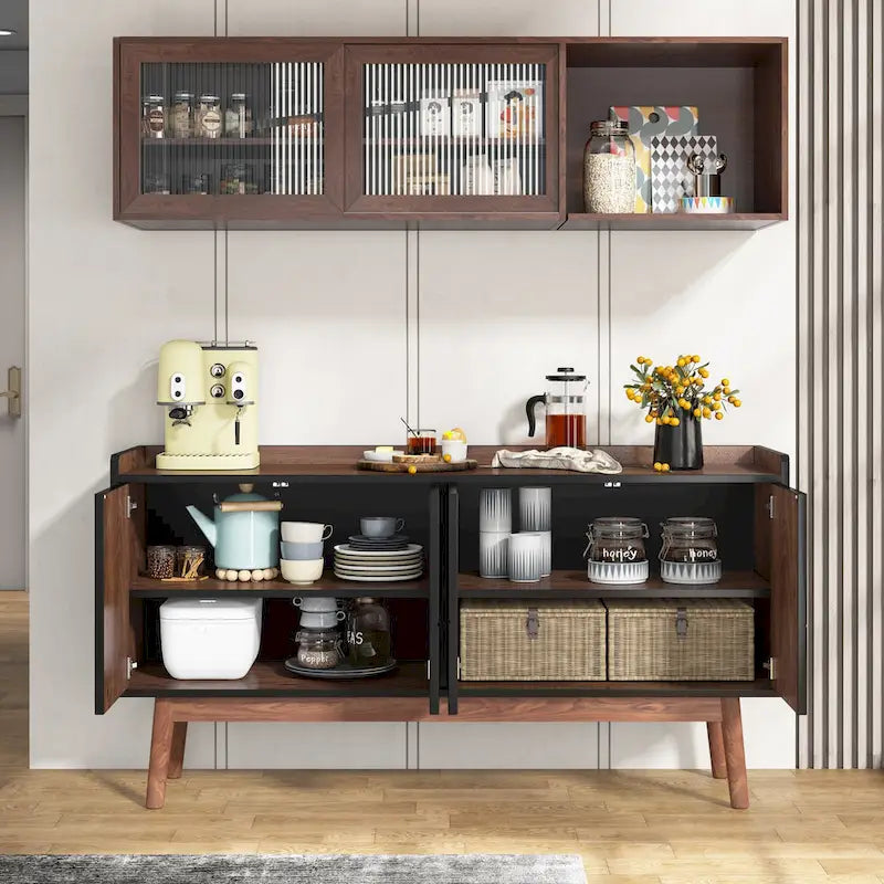 Buffet en bois à 4 portes avec rangement pour cuisine ou salle à manger - Non disponible