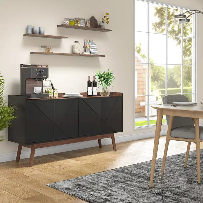 Buffet en bois à 4 portes avec rangement pour cuisine ou salle à manger - Non disponible