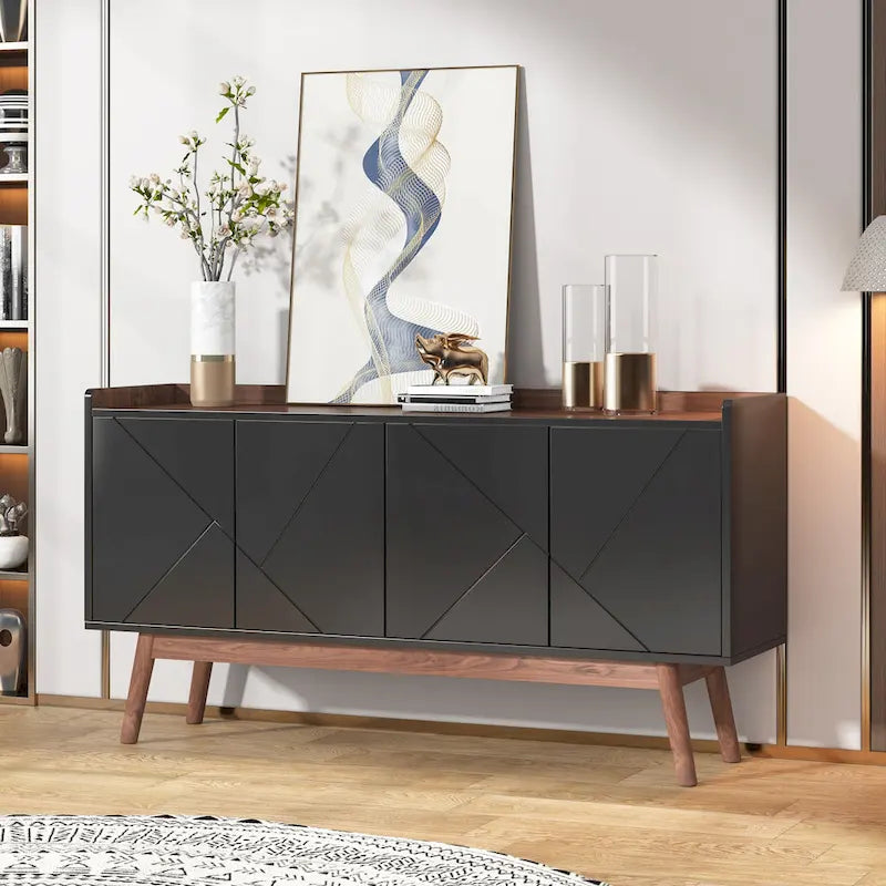 Buffet en bois à 4 portes avec rangement pour cuisine ou salle à manger - Non disponible