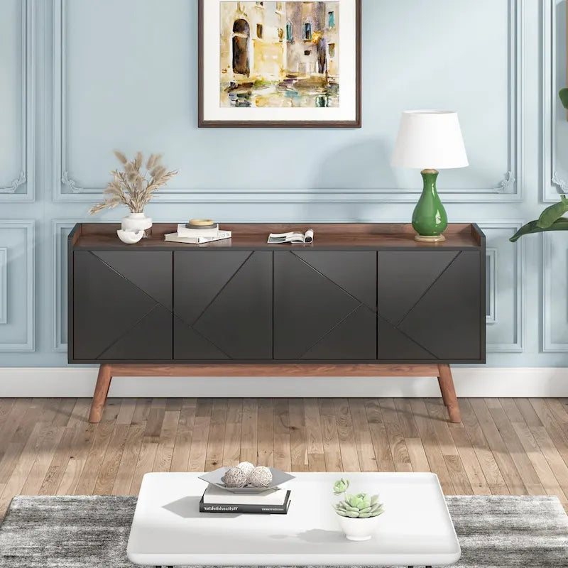 Buffet en bois à 4 portes avec rangement pour cuisine ou salle à manger - Non disponible