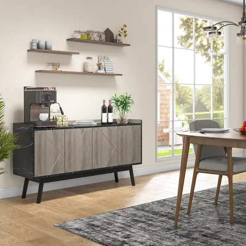 Buffet en bois à 4 portes avec rangement pour cuisine ou salle à manger - Non disponible