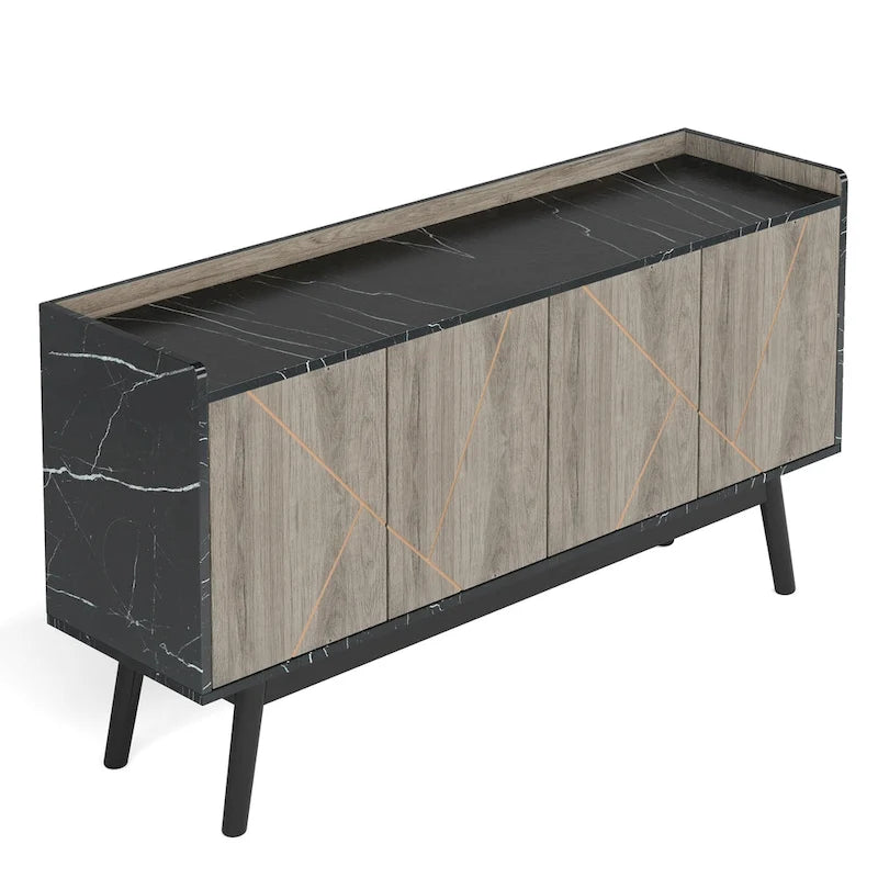 Buffet en bois à 4 portes avec rangement pour cuisine ou salle à manger - Non disponible