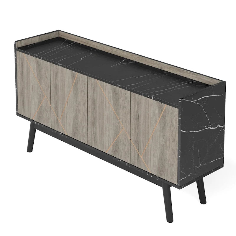 Buffet en bois à 4 portes avec rangement pour cuisine ou salle à manger - Non disponible