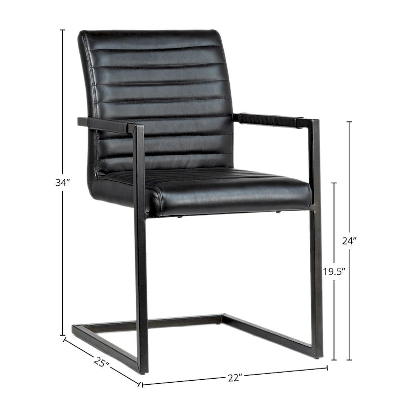 Fauteuil de salle à manger moderne Greyson en cuir pleine fleur véritable et acier
