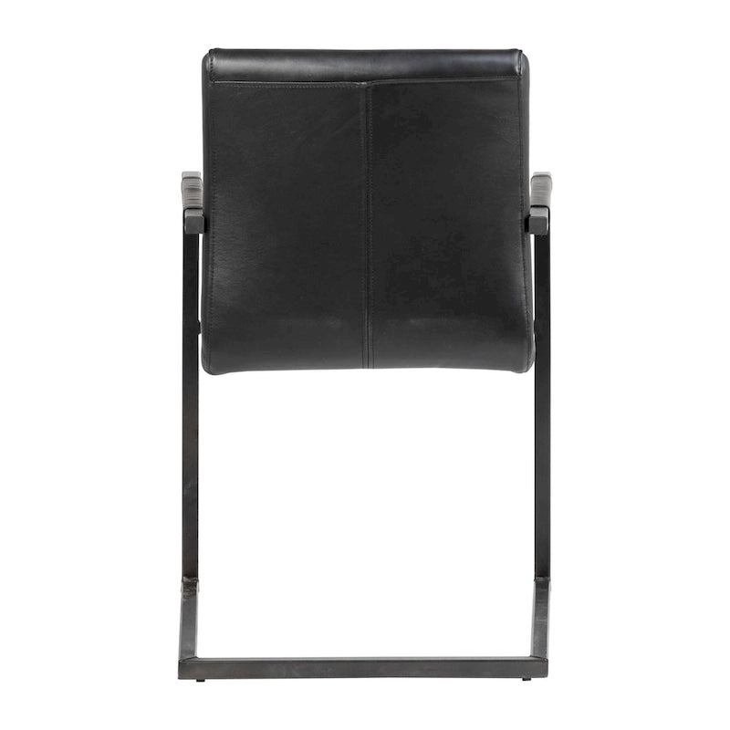 Fauteuil de salle à manger moderne Greyson en cuir pleine fleur véritable et acier