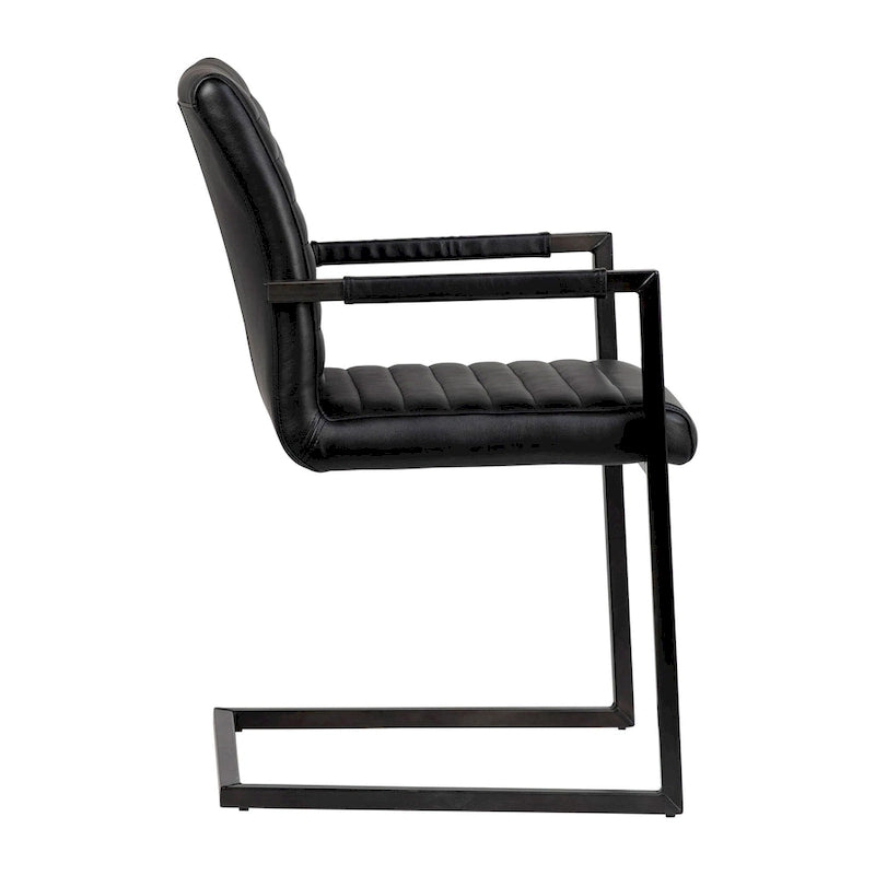 Fauteuil de salle à manger moderne Greyson en cuir pleine fleur véritable et acier