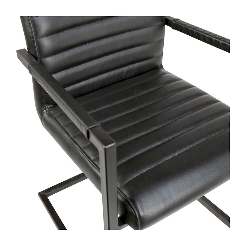 Fauteuil de salle à manger moderne Greyson en cuir pleine fleur véritable et acier