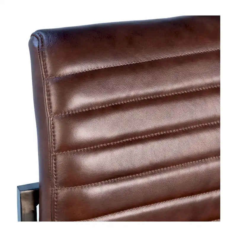 Fauteuil de salle à manger moderne Greyson en cuir pleine fleur véritable et acier
