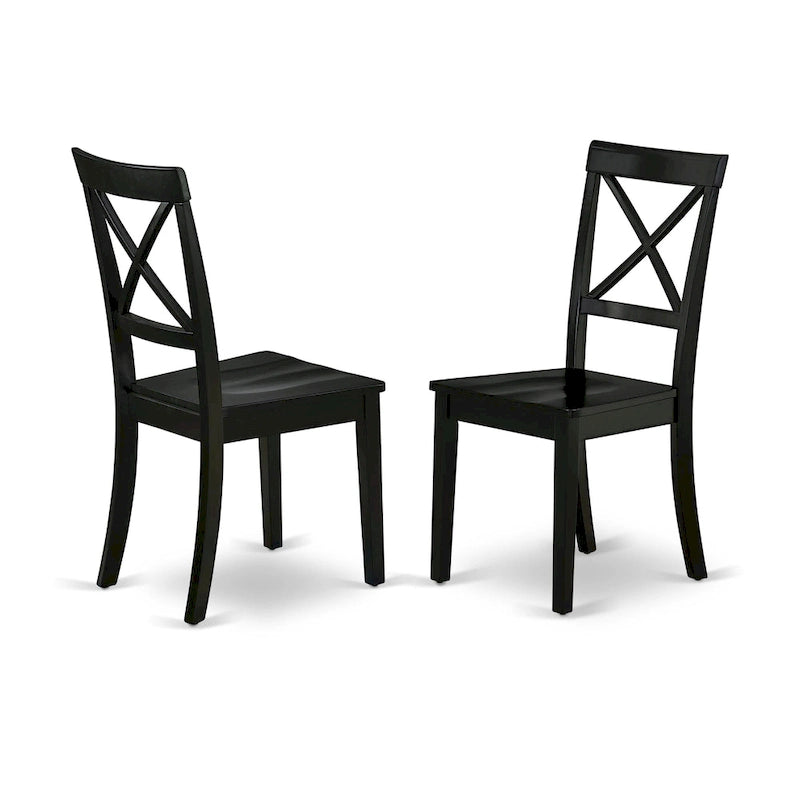 Ensemble de table de cuisine 3 pièces East West Furniture : une table ronde et des chaises à assise en bois, noir et cerisier (nombre de pièces au choix)