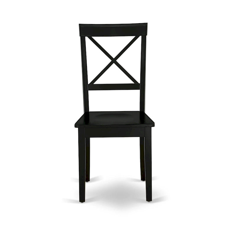Ensemble de table de cuisine 3 pièces East West Furniture : une table ronde et des chaises à assise en bois, noir et cerisier (nombre de pièces au choix)