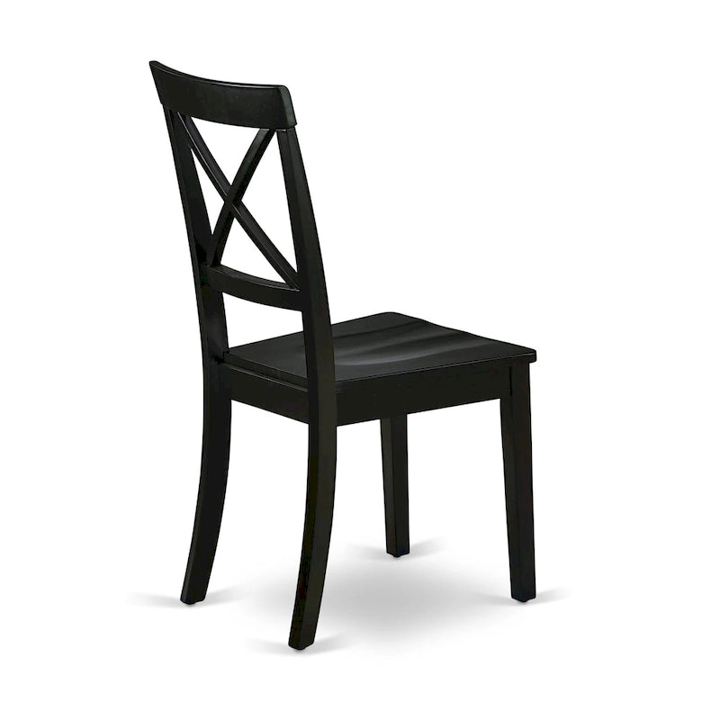 Ensemble de table de cuisine 3 pièces East West Furniture : une table ronde et des chaises à assise en bois, noir et cerisier (nombre de pièces au choix)