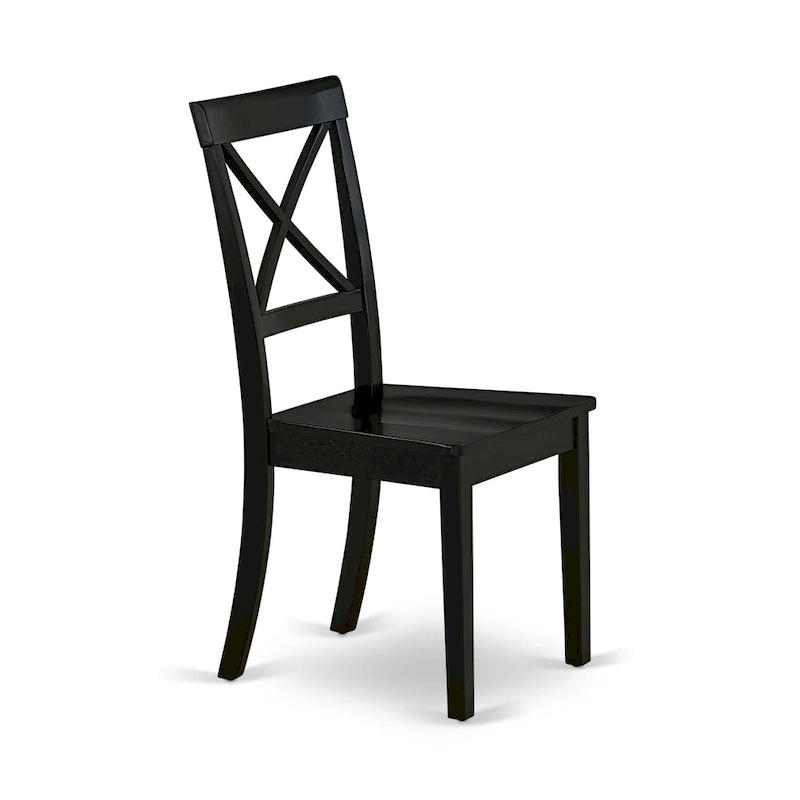 Ensemble de table de cuisine 3 pièces East West Furniture : une table ronde et des chaises à assise en bois, noir et cerisier (nombre de pièces au choix)