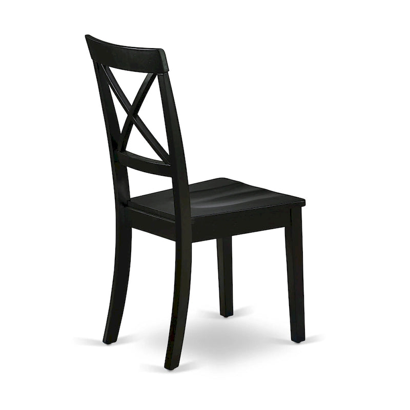Ensemble de table de cuisine 3 pièces East West Furniture : une table ronde et des chaises à assise en bois, noir et cerisier (nombre de pièces au choix)